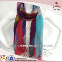Hand painted woven cashmere scarf